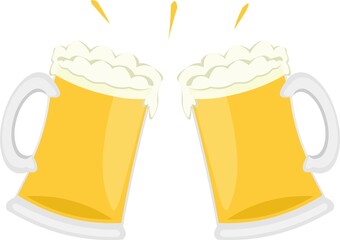 Vector illustration of glasses of beer toasting