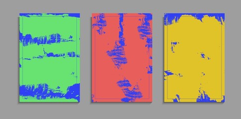 Set Of Abstract Colorful Grunge Texture A4 Template