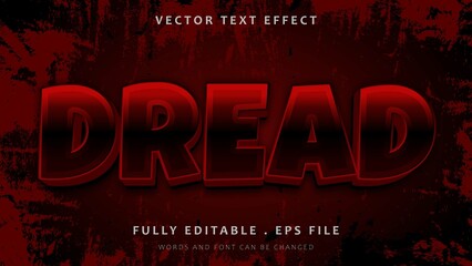 Abstract 3d Gradient Red Word Dread Editable Text Effect Design Template