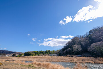 神奈川県愛川町の田代運動公園の河川敷