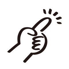 ここがポイント！指し示す人差し指のモノクロイラスト　This is the point! Monochrome illustration of the index finger pointing