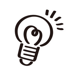 シンプルな電球のアイコンイラスト　白黒　Simple monochrome light bulb icon illustration