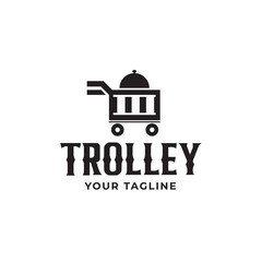 Ready food trolley logo vector design,vintage design