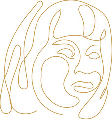 Trendy vector set of illustrations in minimal linear style. Face continuous line art.