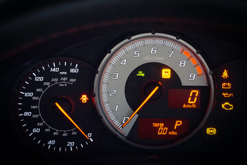 The sport car console show all led signs