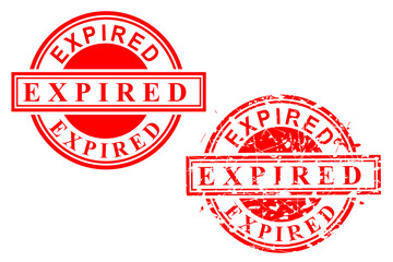 Simple Vector, Set 2 Circle Red Rubber Stamp, Expired, isolated on white