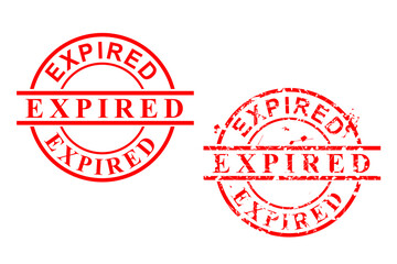 Simple Vector, Set 2 Circle Red Rubber Stamp, Expired, isolated on white
