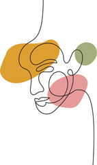 Abstract woman vector background set in continuous line art. Fashion cards with female faces, hands, postures, color texture shape elements in modern simple linear style. 