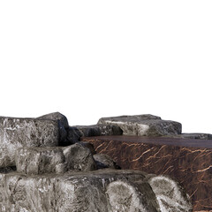 Stacked stone with podium granite scene