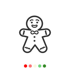 Cute cartoon gingerbread cookie icon, Vector and Illustration.