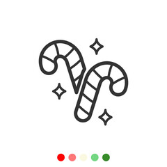 Candy cane icon, Vector and Illustration.