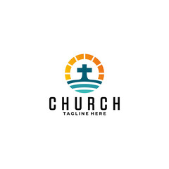 Obraz premium Church logo icon vector illustration concept