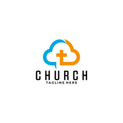 cloud Church logo icon vector illustration concept