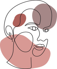 Trendy vector set of illustrations in minimal linear style. Face continuous line art.