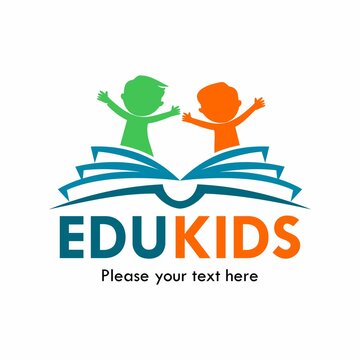 Edu kids logo template illustration. there are book with kids