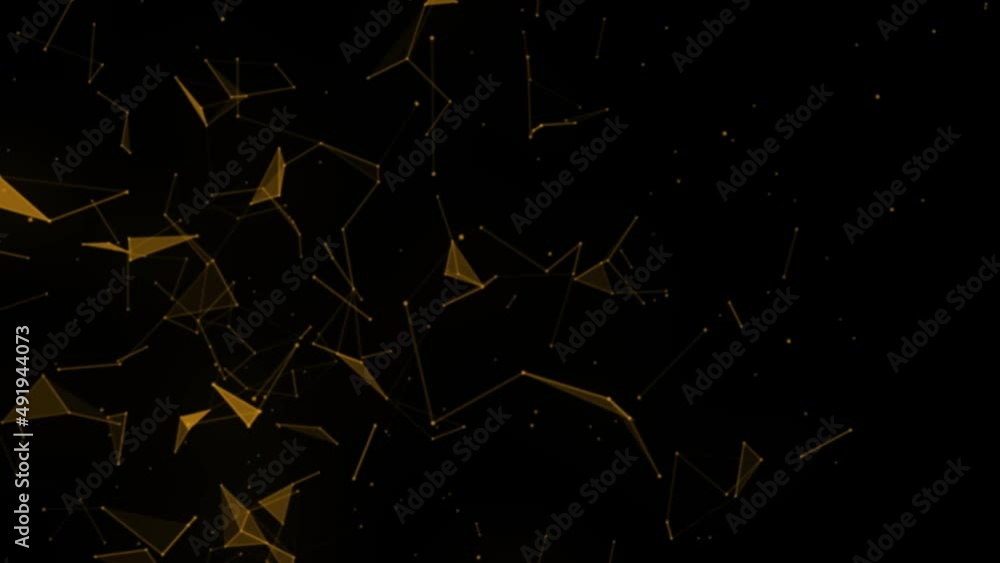 Poster Abstract beautiful geometric background. Abstract plexus futuristic, polygonal space with a dark background. Plexus fantasy. Abstract technology