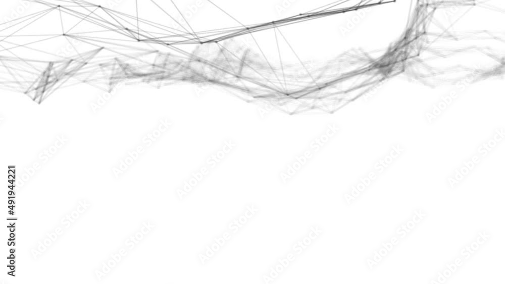 Poster Plexus fantasy abstract technology. Abstract geometric background with moving lines, dots and triangles. Science. Medicine and technology. Loop animations
