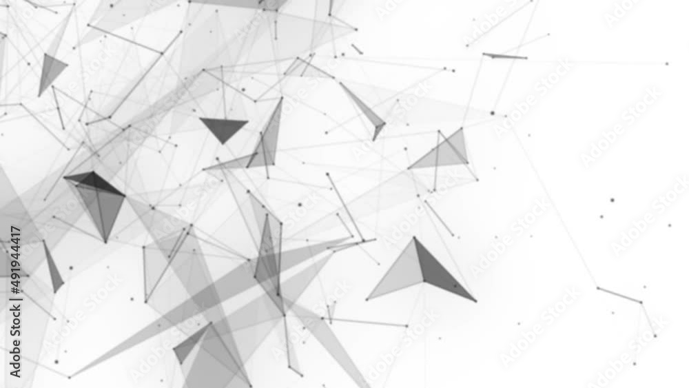 Leinwandbilder Plexus fantasy abstract technology. Abstract geometric background with moving lines, dots and triangles. Science. Medicine and technology. Loop animations