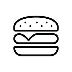 Hamburger icon. Simple outline style. Cheeseburger, fast food concept. Vector illustration isolated on white background. EPS 10.
