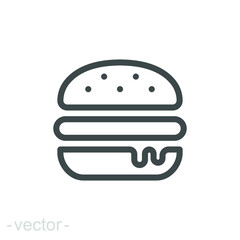Hamburger icon. Simple outline style. Cheeseburger, fast food concept. Vector illustration isolated on white background. Editable stroke EPS 10.