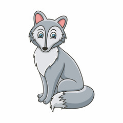 Fototapeta na wymiar animals cartoon illustration The wolf is sitting