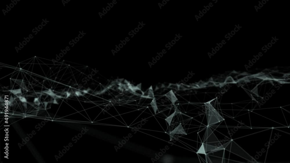 Poster Abstract beautiful geometric background. Abstract plexus futuristic, polygonal space with a dark background. Plexus fantasy. Abstract technology