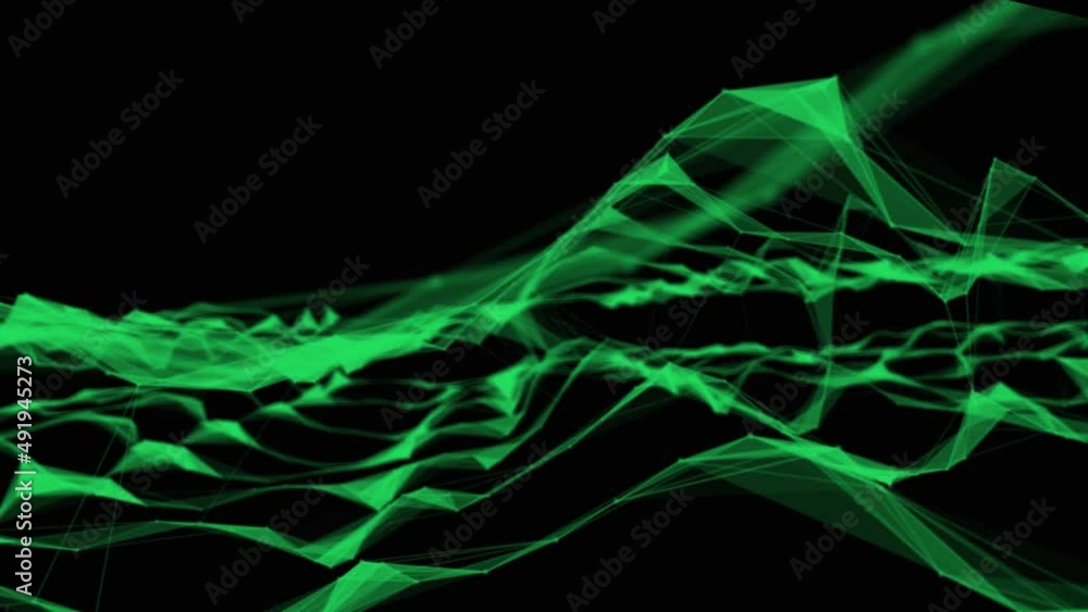 Poster Abstract beautiful geometric background. Abstract plexus futuristic, polygonal space with a dark background. Plexus fantasy. Abstract technology