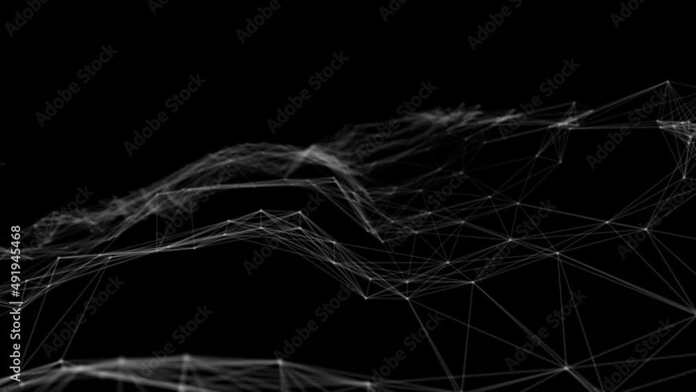 Poster Abstract beautiful geometric background. Abstract plexus futuristic, polygonal space with a dark background. Plexus fantasy. Abstract technology