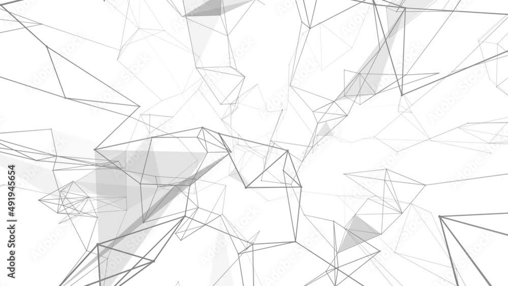 Poster Plexus fantasy abstract technology. Abstract geometric background with moving lines, dots and triangles. Science. Medicine and technology. Loop animations