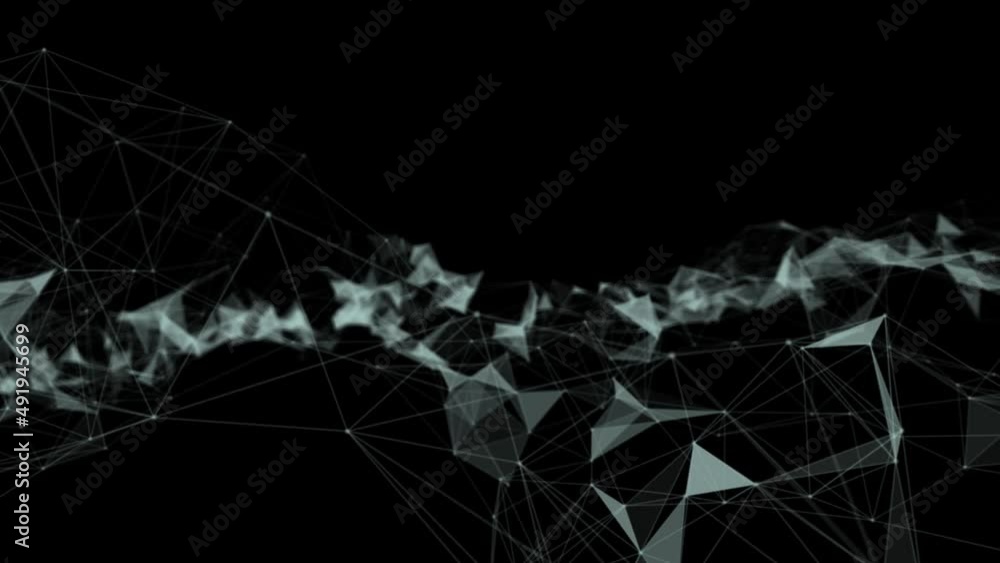 Poster Abstract beautiful geometric background. Abstract plexus futuristic, polygonal space with a dark background. Plexus fantasy. Abstract technology