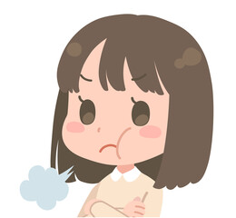 ムッとする女の子のイラスト　腕組み