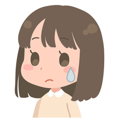 Fototapeta premium 困惑する女の子のイラスト 汗