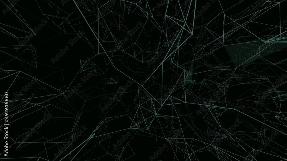 Poster Abstract beautiful geometric background. Abstract plexus futuristic, polygonal space with a dark background. Plexus fantasy. Abstract technology