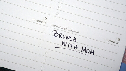 Calendar marked for brunch with mom on Mother's Day