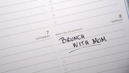 Calendar marked for brunch with mom on Mother's Day