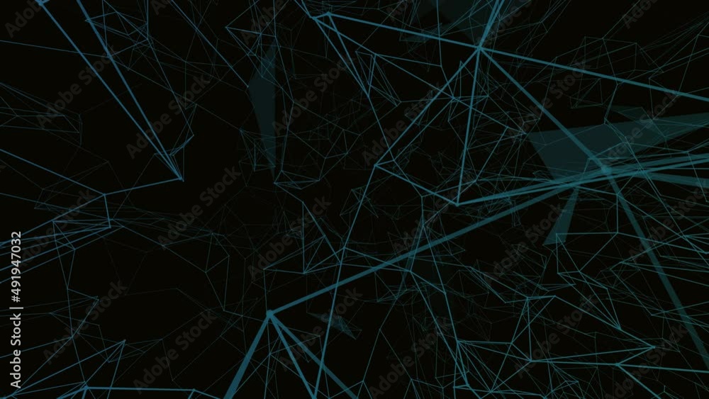 Poster Abstract beautiful geometric background. Abstract plexus futuristic, polygonal space with a dark background. Plexus fantasy. Abstract technology