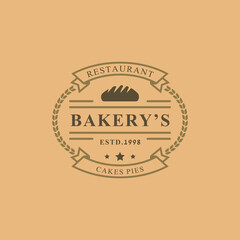 Vintage Retro Badge for Bakery Logos. Good for Bakehouse and Cafe Typography Elements and Silhouettes