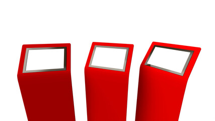 billboard red set for advertising information 3d illustration rendering