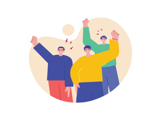Illustration of young boys shouting in protest during demonstrations. Demonstration vector illustration.