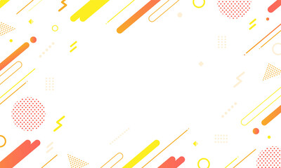 【オレンジ・黄系】幾何学模様背景・メンフィスのフレームパターン素材