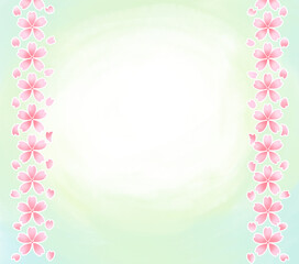 pink cherry blossom frame and green 
