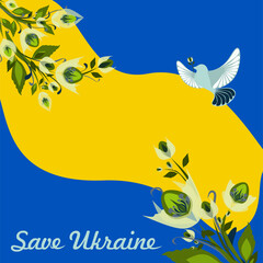 Fototapeta na wymiar Concept symbol of help support and no war in the country of Ukraine. Save Ukraine