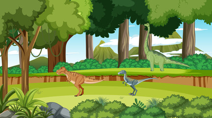 Dinosaur in prehistoric forest scene © blueringmedia