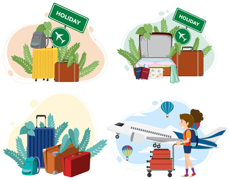 Set of travel on holiday icon