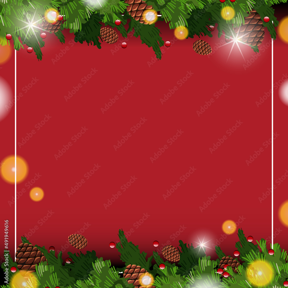 Sticker empty banner in christmas theme with ornaments