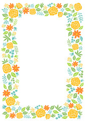 黄色いバラの枠のイラスト