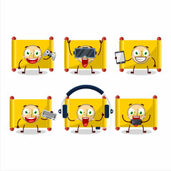 Yellow paper roll chinese cartoon character are playing games with various cute emoticons