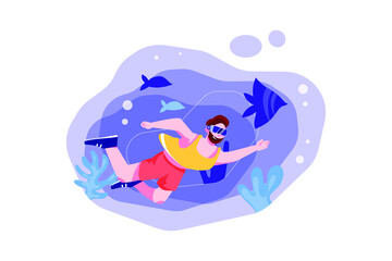 Virtual Reality Illustration concept. Flat illustration isolated on white background.