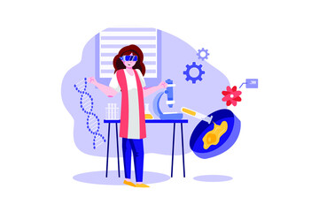 Virtual Reality Illustration concept. Flat illustration isolated on white background.