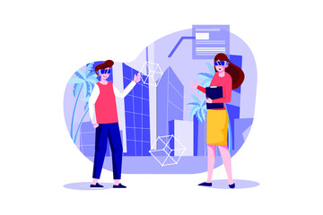 Virtual Reality Illustration concept. Flat illustration isolated on white background.